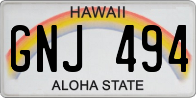 HI license plate GNJ494