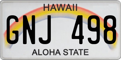 HI license plate GNJ498