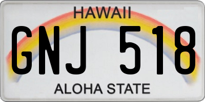 HI license plate GNJ518