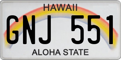 HI license plate GNJ551