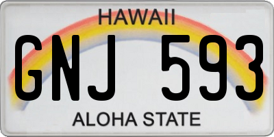 HI license plate GNJ593