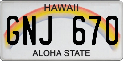 HI license plate GNJ670