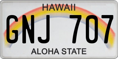 HI license plate GNJ707