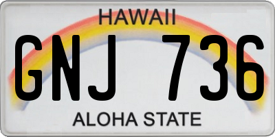 HI license plate GNJ736
