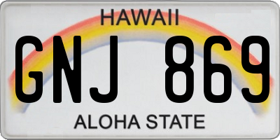 HI license plate GNJ869