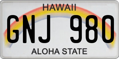 HI license plate GNJ980