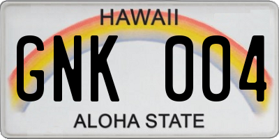 HI license plate GNK004