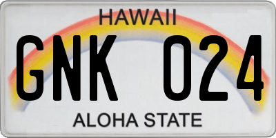 HI license plate GNK024