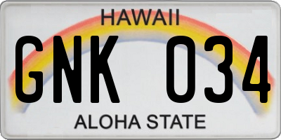 HI license plate GNK034