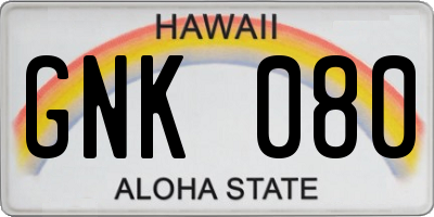 HI license plate GNK080