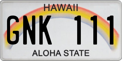 HI license plate GNK111