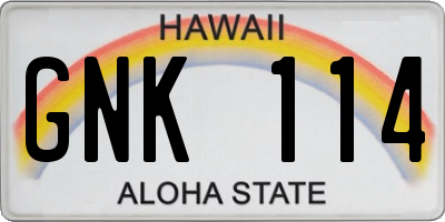 HI license plate GNK114