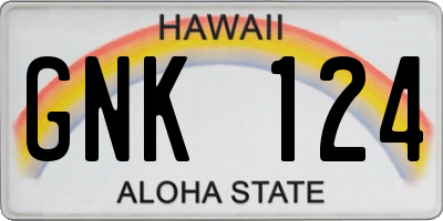 HI license plate GNK124