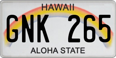 HI license plate GNK265