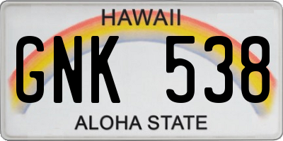 HI license plate GNK538
