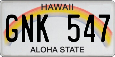 HI license plate GNK547