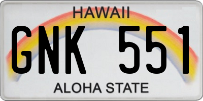 HI license plate GNK551
