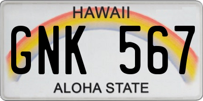 HI license plate GNK567