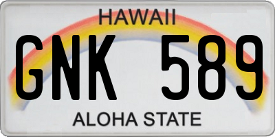 HI license plate GNK589