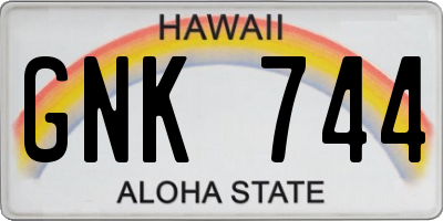 HI license plate GNK744