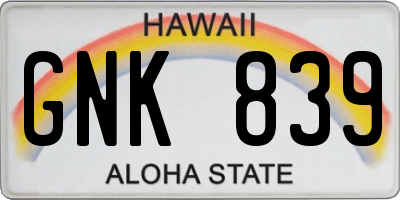 HI license plate GNK839