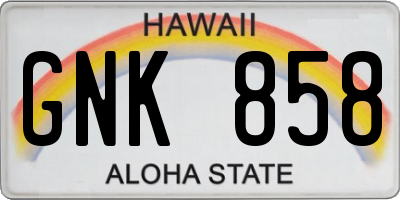 HI license plate GNK858