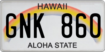 HI license plate GNK860