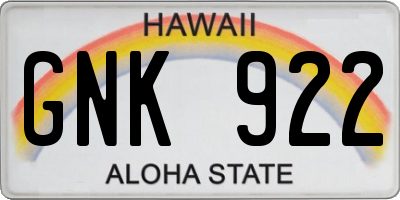 HI license plate GNK922