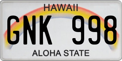 HI license plate GNK998