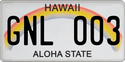 HI license plate GNL003