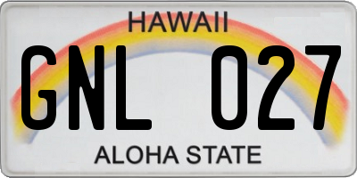 HI license plate GNL027