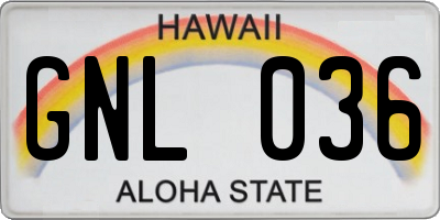 HI license plate GNL036
