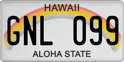 HI license plate GNL099