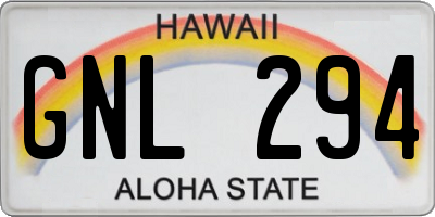 HI license plate GNL294