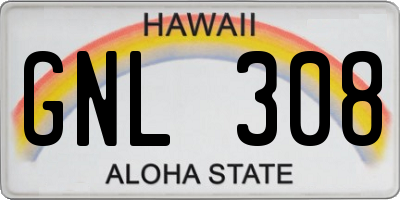 HI license plate GNL308