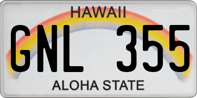 HI license plate GNL355