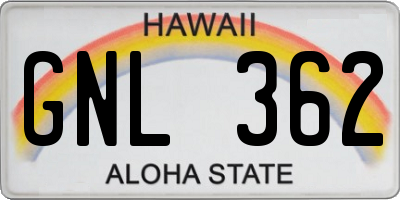 HI license plate GNL362