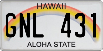 HI license plate GNL431