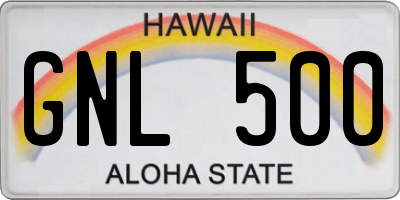 HI license plate GNL500