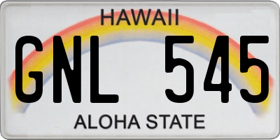 HI license plate GNL545