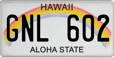 HI license plate GNL602