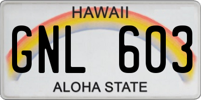 HI license plate GNL603