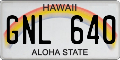 HI license plate GNL640