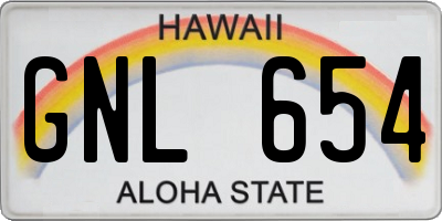 HI license plate GNL654