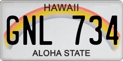 HI license plate GNL734