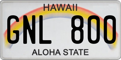 HI license plate GNL800