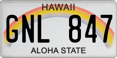 HI license plate GNL847