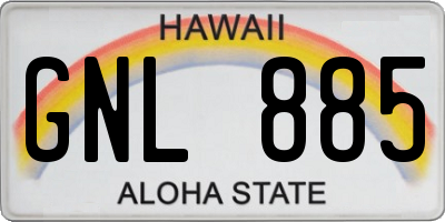 HI license plate GNL885