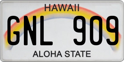 HI license plate GNL909
