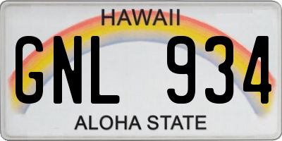 HI license plate GNL934